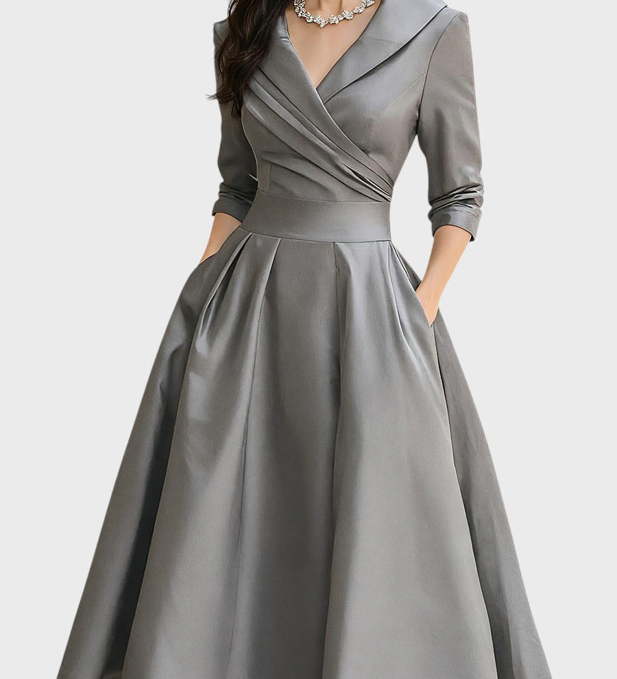 Tereza | Elegantna midi haljina s dugim rukavima