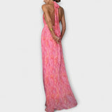 Seraphina - Elegantna Maxi Haljina s Halter Izrezom i V Oblikom
