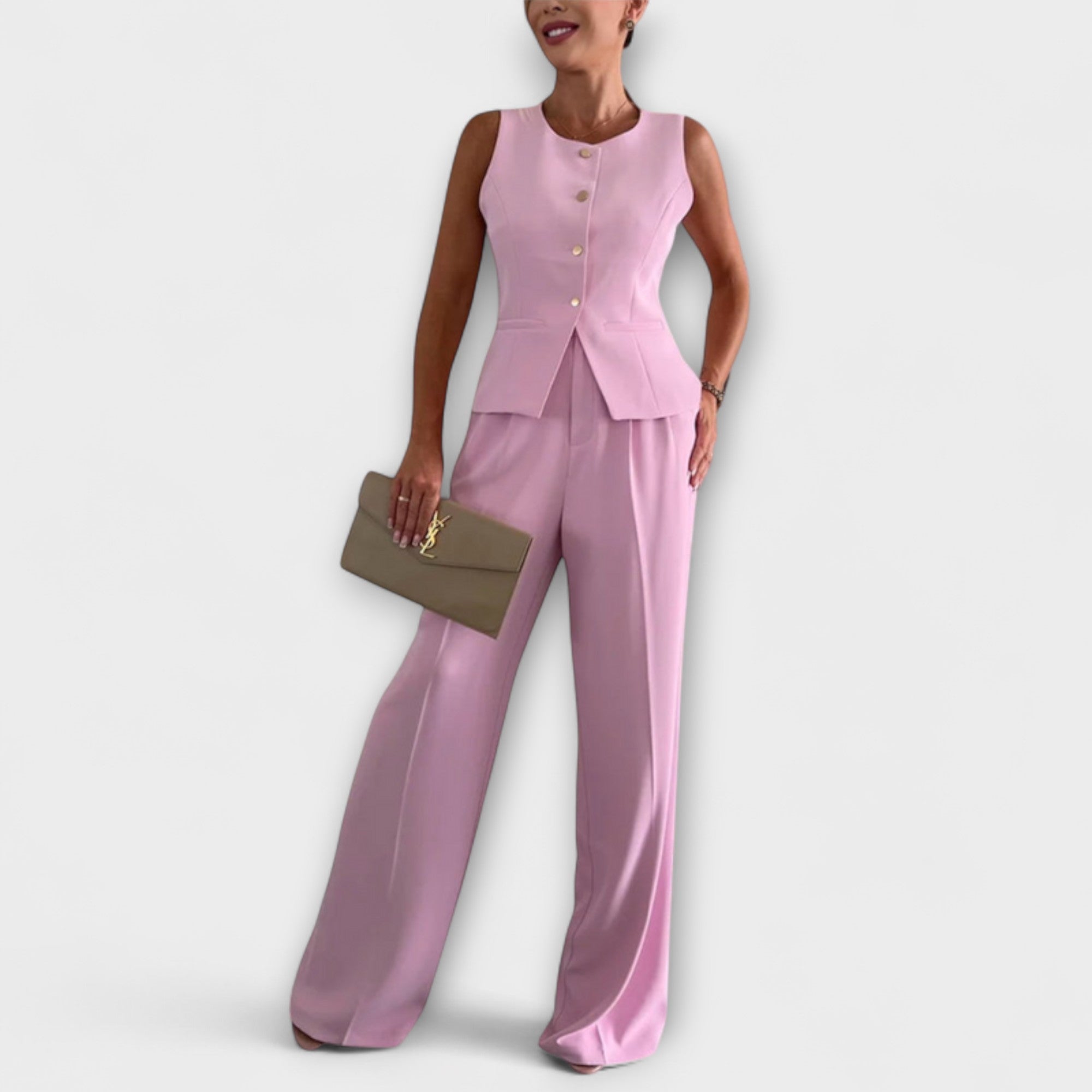 Wilhelmina - Elegantni bezramenji top i hlače