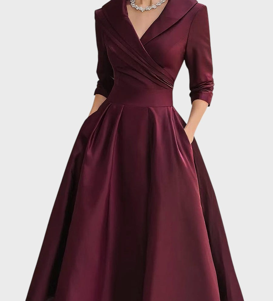 Tereza | Elegantna midi haljina s dugim rukavima