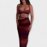 Jane - Stilizirani gradient pleteni crop top i overskirt duet