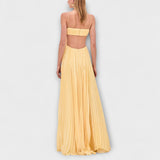 Mireille - Elegantna Maxi Haljina s Plisiranim Detaljima i Izrezom
