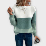 Clara - Elegantni trobojni patchwork pulover