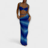Jane - Stilizirani gradient pleteni crop top i overskirt duet