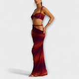 Jane - Stilizirani gradient pleteni crop top i overskirt duet