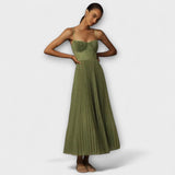 Marilyn - Midi Tīkla Salikta Svārku Kleita s Bustier Dizajnom