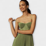 Marilyn - Midi Tīkla Salikta Svārku Kleita s Bustier Dizajnom