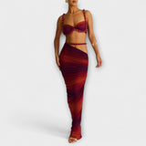 Jane - Stilizirani gradient pleteni crop top i overskirt duet