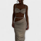 Jane - Stilizirani gradient pleteni crop top i overskirt duet