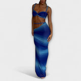 Jane - Stilizirani gradient pleteni crop top i overskirt duet