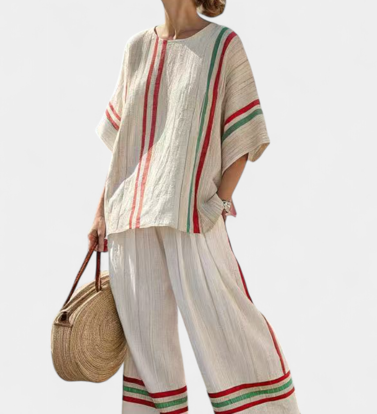 Mia – boho printana bluza i udobne široke hlače