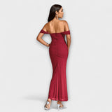 Ione - Bodycon haljina s otvorenim ramenima i volanima