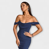 Ione - Bodycon haljina s otvorenim ramenima i volanima