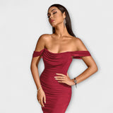 Ione - Bodycon haljina s otvorenim ramenima i volanima