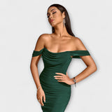 Ione - Bodycon haljina s otvorenim ramenima i volanima
