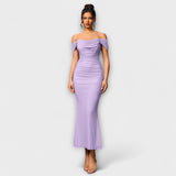 Ione - Bodycon haljina s otvorenim ramenima i volanima