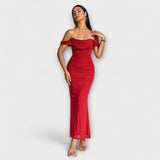 Ione - Bodycon haljina s otvorenim ramenima i volanima