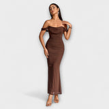 Ione - Bodycon haljina s otvorenim ramenima i volanima