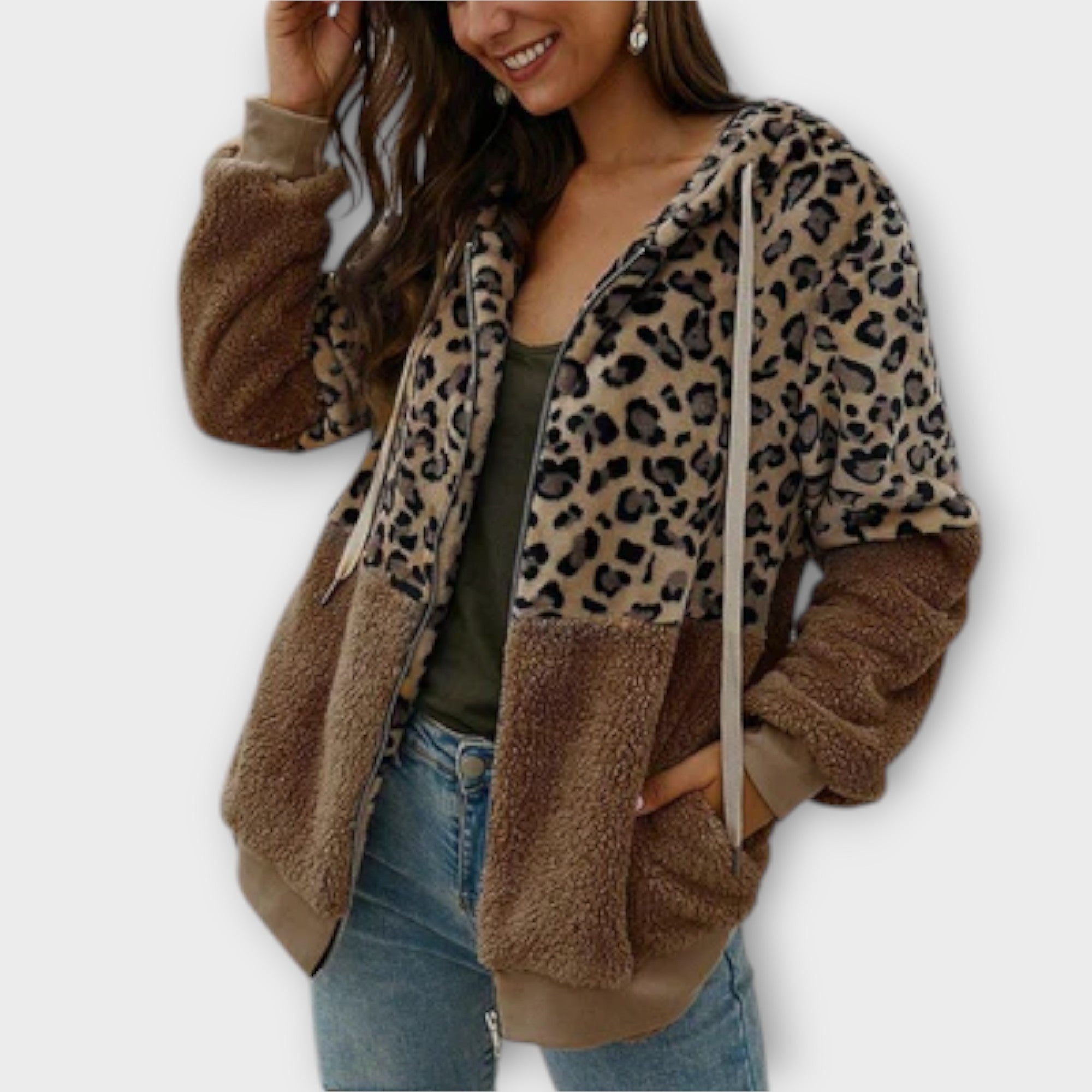 Lea - Fleece majica s kapuljačom u leopardskom dizajnu