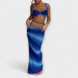 Jane - Stilizirani gradient pleteni crop top i overskirt duet