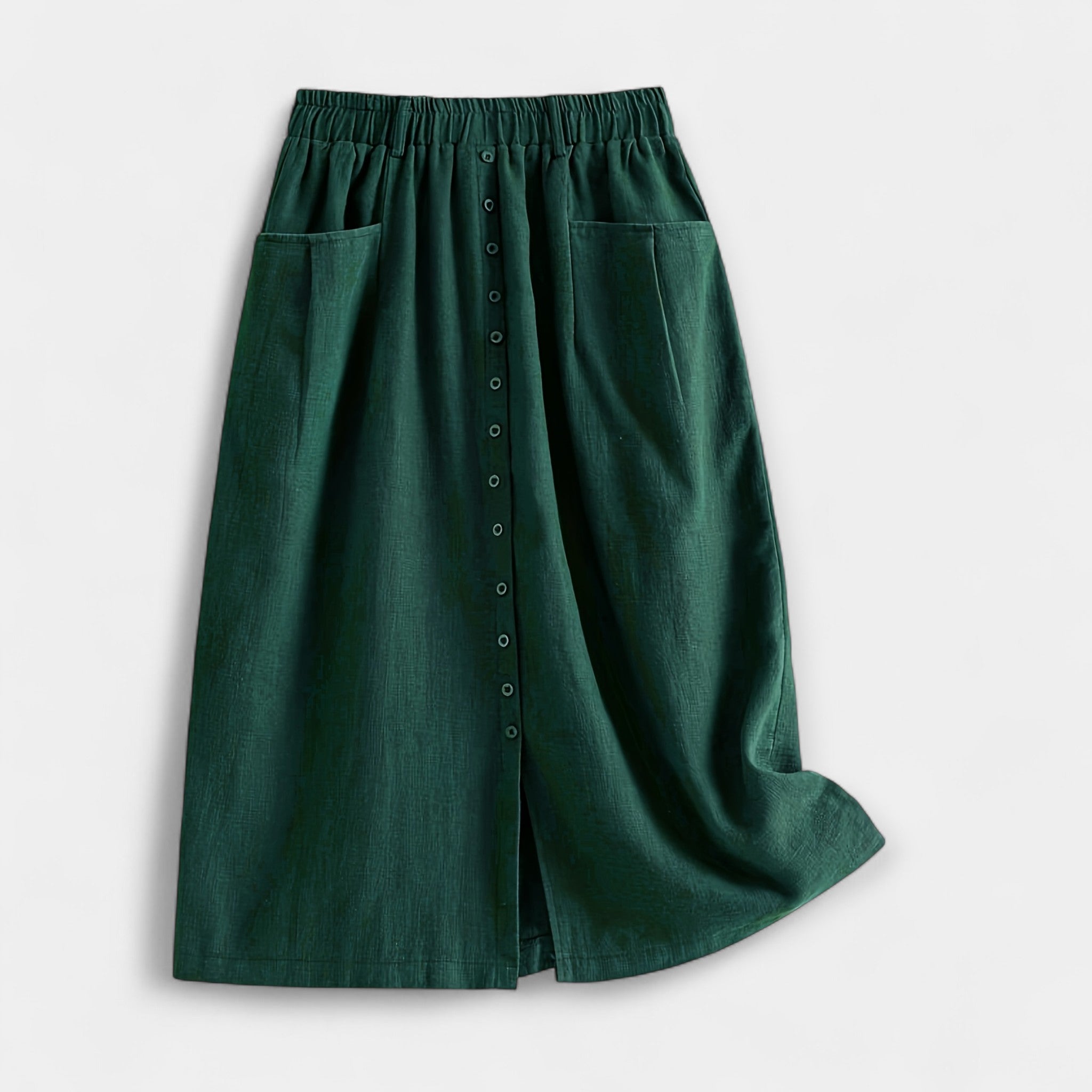 Magdalēna Eleganta Midi Vintage Suknja S Džepovima