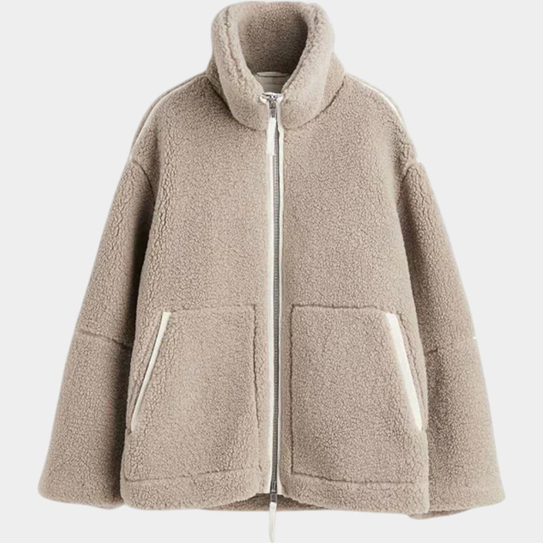 Petra – ženski oversized teddy kaput s patentnim zatvaračem