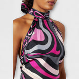 Everly - Sada halter topu un asimetrična midi haljina