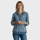 Elise | Bluza s pletenim efektom i detaljima od trapera